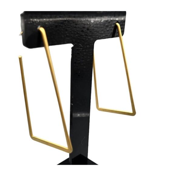 Pierced Earrings Large Geometric Square Angled Bold Straight Line Statement - Picture 2 of 5